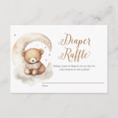 Neutral Teddy Bear Moon Baby shower Luier Raffle Informatiekaartje (Voorkant)