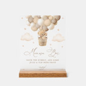 Neutral Teddybeer Baby shower Mimosa Bar Acryl Bord (Voorkant)
