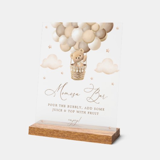 Neutral Teddybeer Baby shower Mimosa Bar Acryl Bord (Hoek)