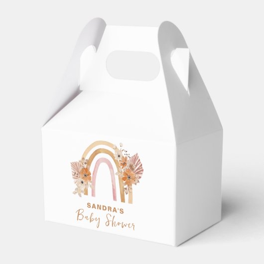 Neutral Terracotta Boho Regenboog Bloemen Baby sho Bedankdoosjes (Achterkant)