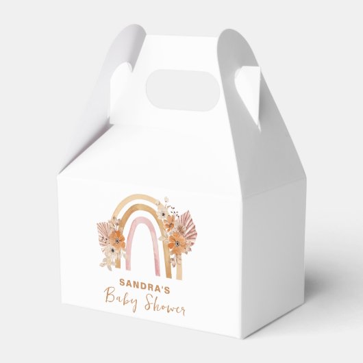 Neutral Terracotta Boho Regenboog Bloemen Baby sho Bedankdoosjes (Voorkant Zijde)