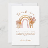 Neutral Terracotta Boho Regenboog Bloemen Baby sho Bedankkaart (Voorkant)