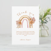 Neutral Terracotta Boho Regenboog Bloemen Baby sho Bedankkaart (Staand voorkant)