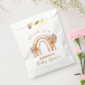 Neutral Terracotta Boho Regenboog Bloemen Baby sho Bedankzakje (Gezegeld)