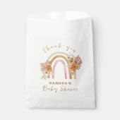 Neutral Terracotta Boho Regenboog Bloemen Baby sho Bedankzakje (Voorkant)