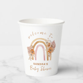 Neutral Terracotta Boho Regenboog Bloemen Baby sho Papieren Bekers