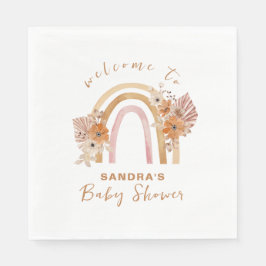 Neutral Terracotta Boho Regenboog Bloemen Baby sho Servet