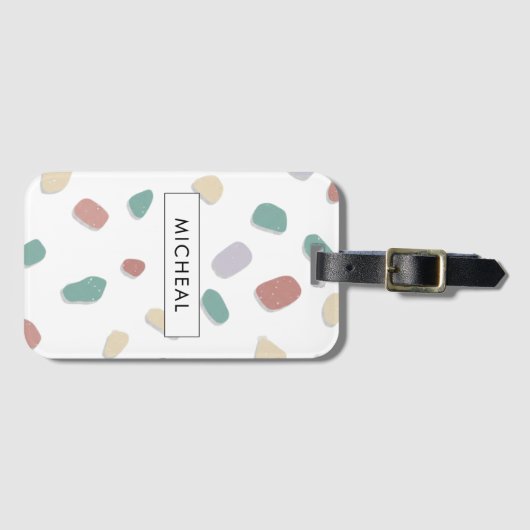 Neutral Terrazzo Pattern Background Bagagelabel (Voorkant (horizontaal))