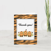 Neutral Tiger Triplets Baby shower Bedankt (Voorkant)