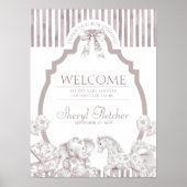 Neutral Toile Baby shower Welkomstbord Poster (Voorkant)