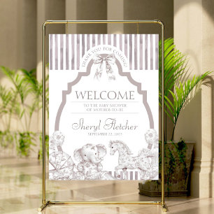 Neutral Toile Baby shower Welkomstbord Poster