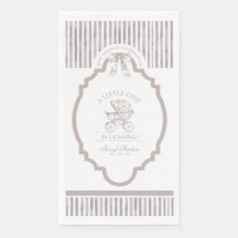 Neutral Toile De Jouy Baby shower servet