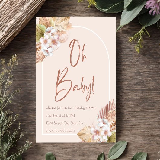 Neutral Tone Boho Baby shower Invitation Kaart