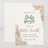Neutral Tone Boho Baby shower Invitation Kaart (Voorkant / Achterkant)