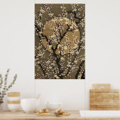 Neutral Tone Full Moon Cherry Blossom Design Art Poster (Keuken)