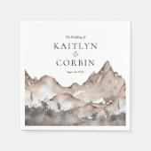 Neutral Tone Mountain Wedding Napkins Servet (Voorkant)