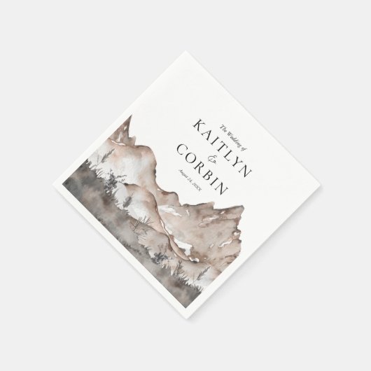 Neutral Tone Mountain Wedding Napkins Servet (Hoek)