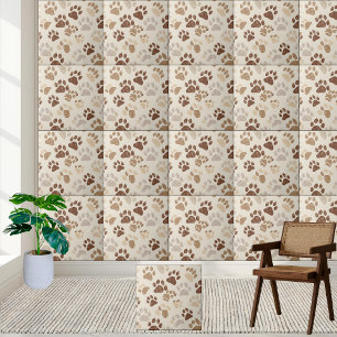 Neutral Tone Paw Print Tegel Tegeltje
