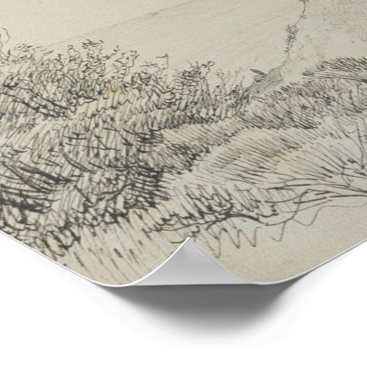 Neutral Toned Landscape Art Print Drawing (Hoek)