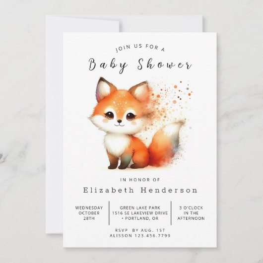 Neutral Tones Animal Fox Baby shower Kaart (Voorkant)