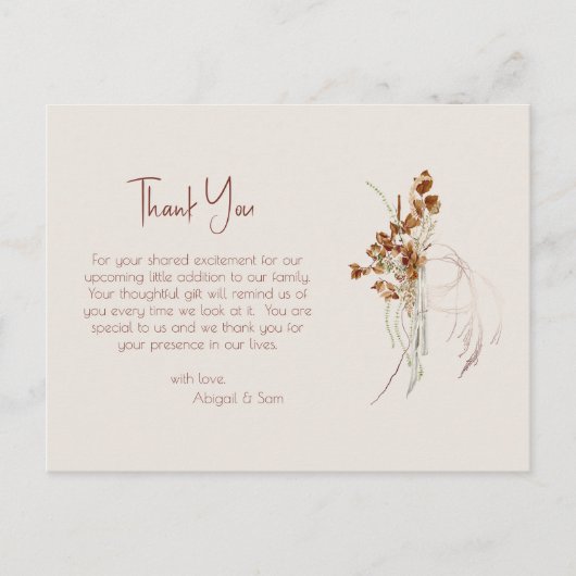 Neutral Tones Boho Baby shower dank u Briefkaart (Voorkant)