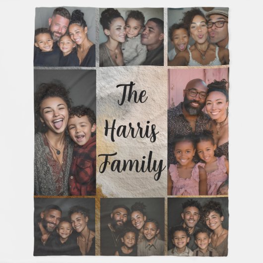 Neutral Tones Familie Fotocollage Fleece Deken (Voorkant)