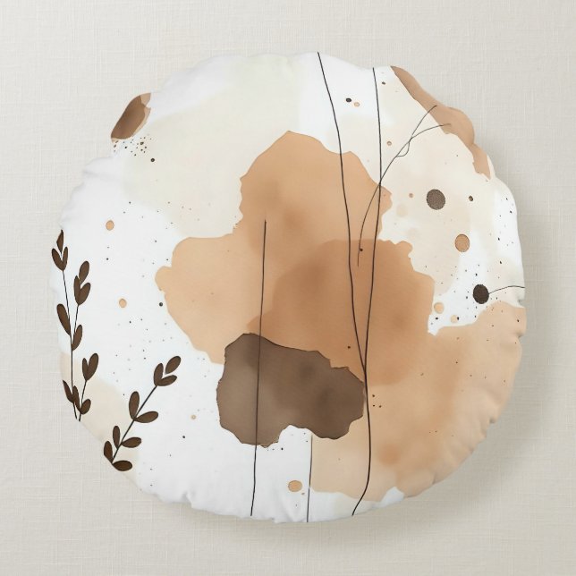 Neutral Tones Organic rustiek Abstract Rond Kussen (Voorkant)