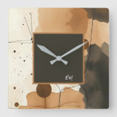 Neutral Tones Organisch Abstract monogram Vierkante Klok (Voorkant)