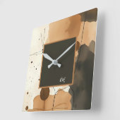 Neutral Tones Organisch Abstract monogram Vierkante Klok (Hoek)