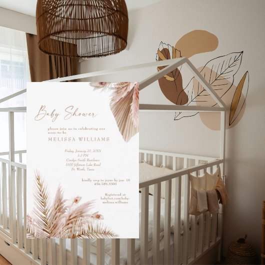 Neutral Tones Pampas-Baby shower Kaart