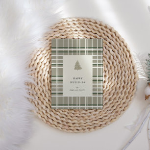 Neutral Tones Plaid Minimalistische Vakantie Kaart