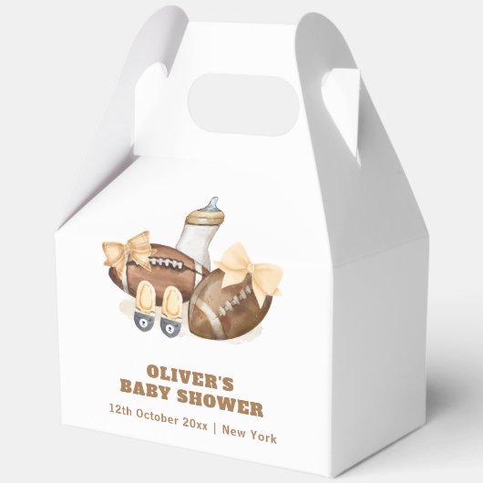 Neutral Touchdown Football Boy Baby Shower Bedankdoosjes (Voorkant)