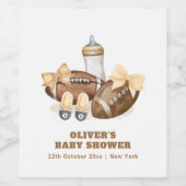 Neutral Touchdown Football Boy Baby Shower Wijn Etiket (Enkel label)