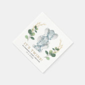 Neutral Twins Elephant Greenery Gold Baby shower Servet (Hoek)