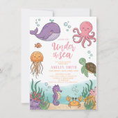 Neutral under the sea ocean corals baby shower kaart (Voorkant)