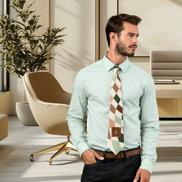 Neutral Warped Checkerboard Monogram Stropdas