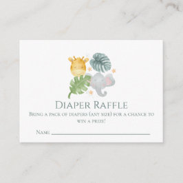 Neutral Watercolor Jungle Animals Baby Shower Informatiekaartje