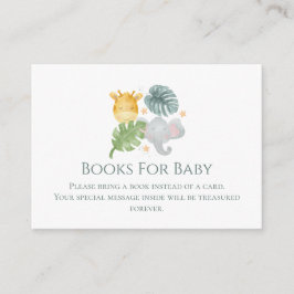 Neutral Watercolor Jungle Animals Baby Shower Informatiekaartje