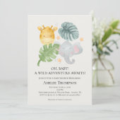 Neutral Watercolor Jungle Animals Baby Shower Kaart (Staand voorkant)