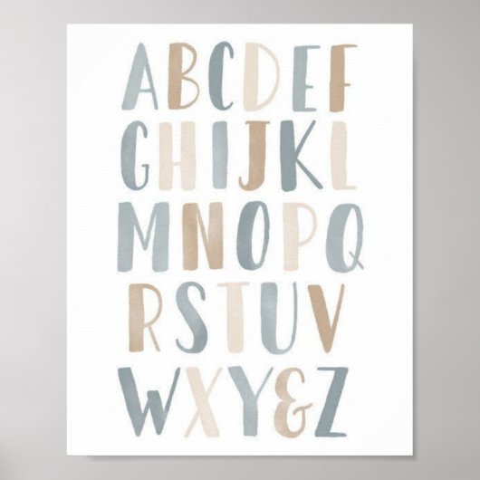 Neutral Watercolor Literacy Nursery Poster (Voorkant)