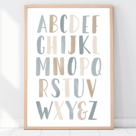 Neutral Watercolor Literacy Nursery Poster