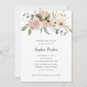 Neutral Waterverf Flowers Script | VRIJGEZELLENFEE Kaart (Voorkant)
