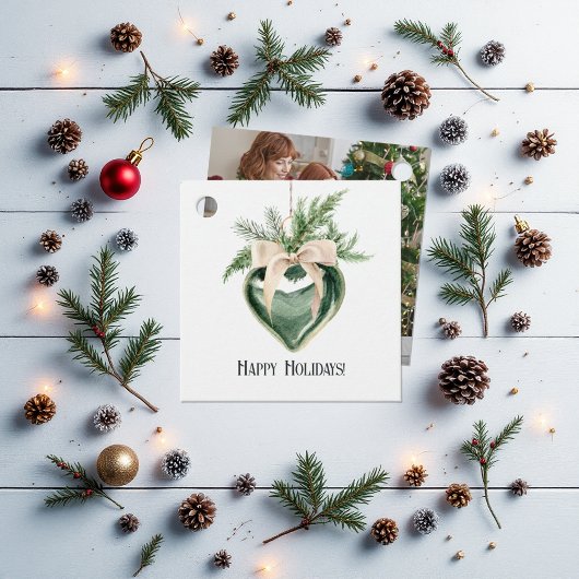 Neutral Waterverf Heart Ornament Christmas Bedankjes Labels