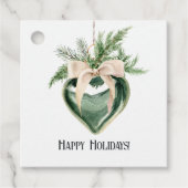 Neutral Waterverf Heart Ornament Christmas Bedankjes Labels (Voorkant)