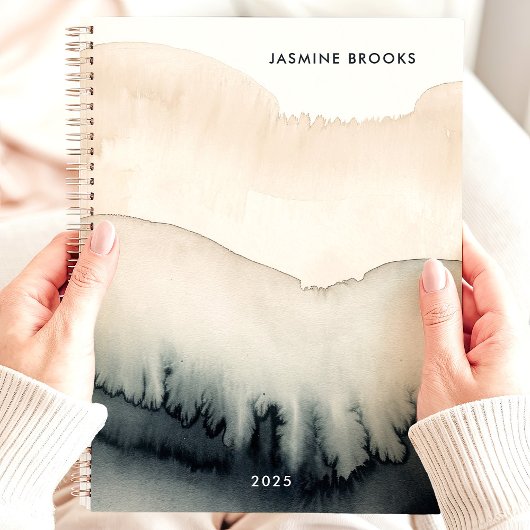 Neutral Waterverf Wash 2025 Aangepaste naam Planner