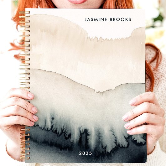 Neutral Waterverf Wash 2025 Aangepaste naam Planner