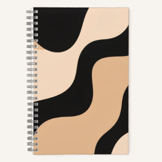 Neutral Wave Pattern Notebook in Beige and Black Notitieboek