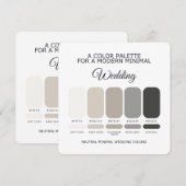Neutral Wedding Color Palette Card Kaart (Voorkant / Achterkant)