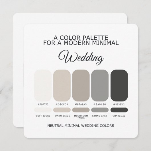 Neutral Wedding Color Palette Card Kaart (Voorkant / Achterkant)