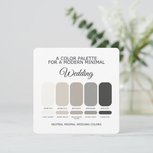 Neutral Wedding Color Palette Card Kaart (Staand voorkant)